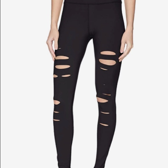 ALO Yoga Pants - Alo Sz XS High Rise Extreme Ripped Warrior Black Leggings